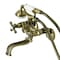 Kingston Brass KS225AB Tub Wall Mount Clawfoot Tub Faucet with Hand Shower, Antique Brass KS225AB - alternate 1